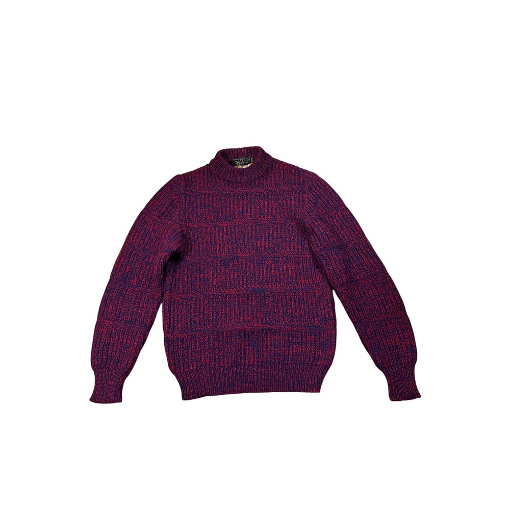 Vintage Medici Italy 100% Pure Wool Chunky Knit Mock Neck Sweater Pink Purple S
